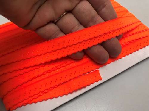 Undertøjskant - foldet med lille tungekant - neon orange 